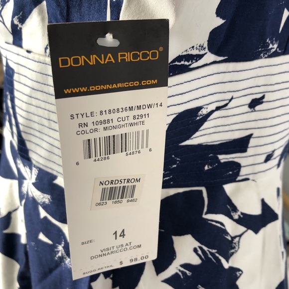 Donna Ricco Navy & White Fit & Flare Floral dress - Picture 4 of 8